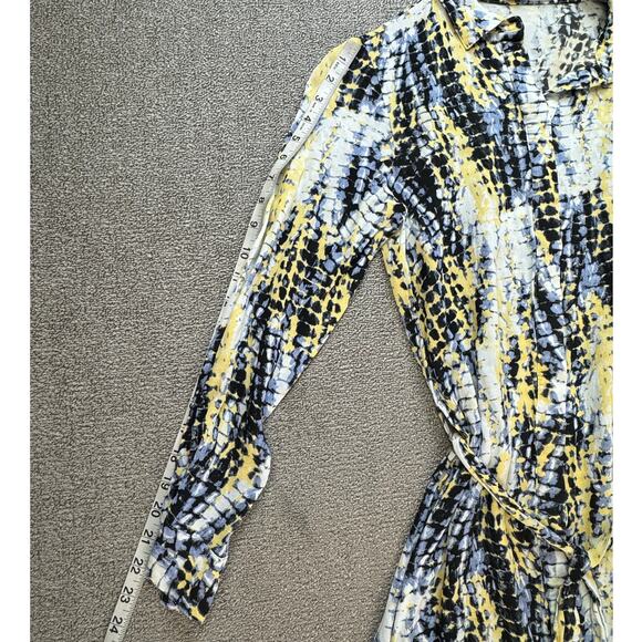 Freebird Amina Shirt Dress Long Sleeve Tie Dye Belted Yellow Blue Size XS - Picture 7 of 7